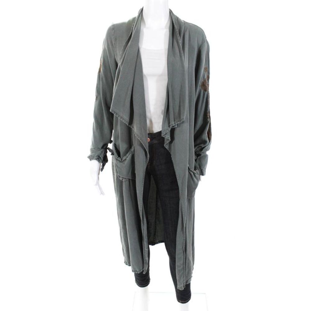 B Collection By Bobeau Womens Alexis Open Trench Coat Green Size Medium 11025769